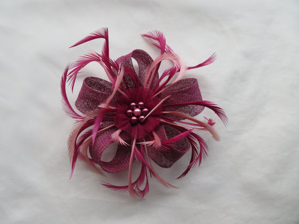 Burgundy Plum and Dusky Pink Mini Lily Fascinator