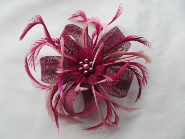Burgundy Plum and Dusky Pink Mini Lily Fascinator