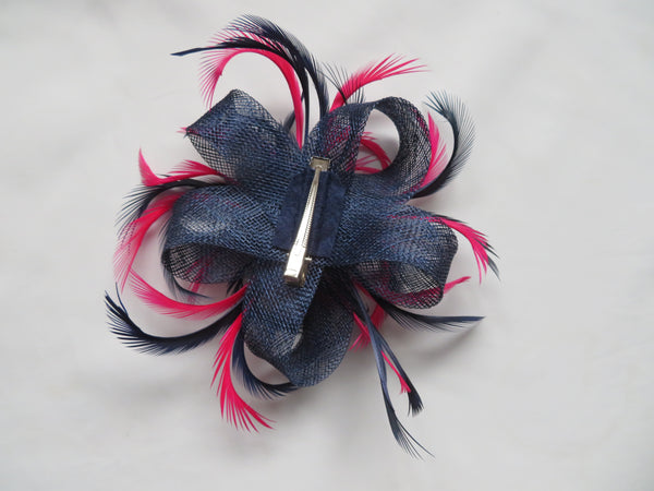 Navy and Cerise Pink Mini Lily Fascinator