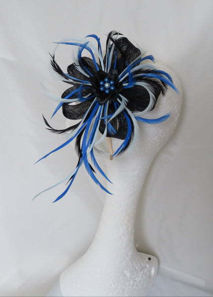 Navy and Blue Green Ocean Shades Lily Fascinator