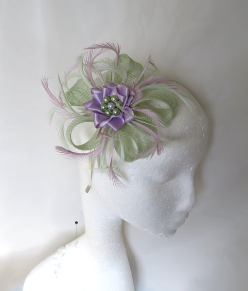 Pale Green and Lavender Mini Lily Fascinator