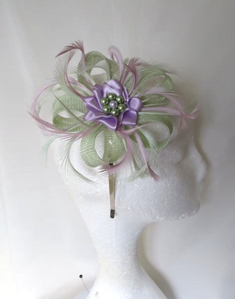 Pale Green and Lavender Mini Lily Fascinator