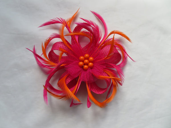 Cerise Pink and Orange Mini Lily Fascinator