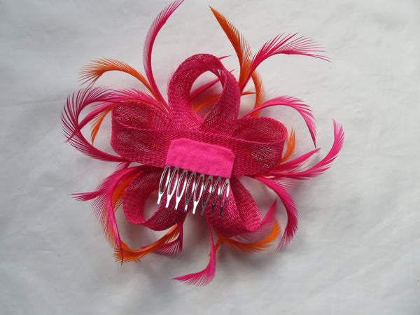 Cerise Pink and Orange Mini Lily Fascinator