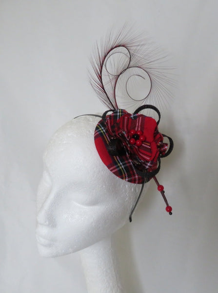 Red Royal Stewart Tartan Tamara Fascinator