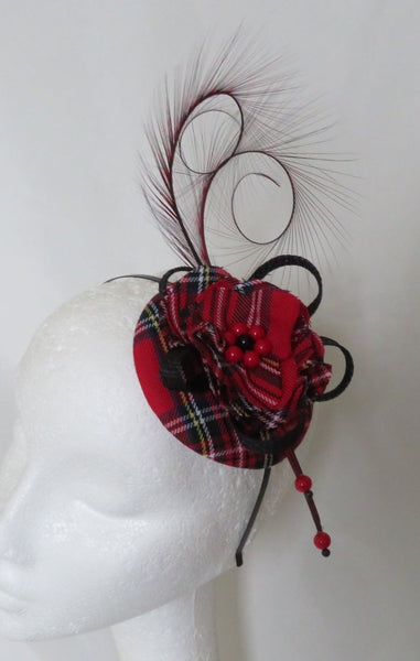 Red Royal Stewart Tartan Tamara Fascinator