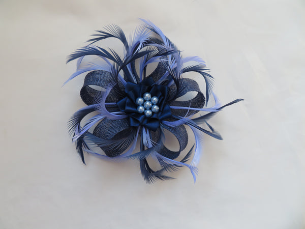 French Navy and Periwinkle Blue Mini Lily Fascinator