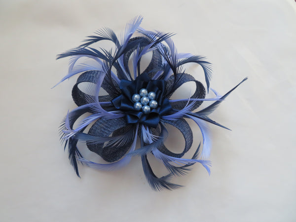 French Navy and Periwinkle Blue Mini Lily Fascinator