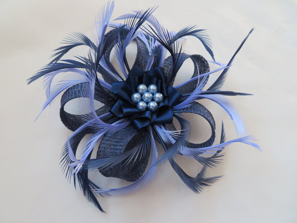 French Navy and Periwinkle Blue Mini Lily Fascinator
