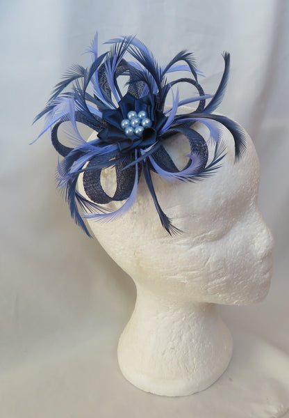French Navy and Periwinkle Blue Mini Lily Fascinator
