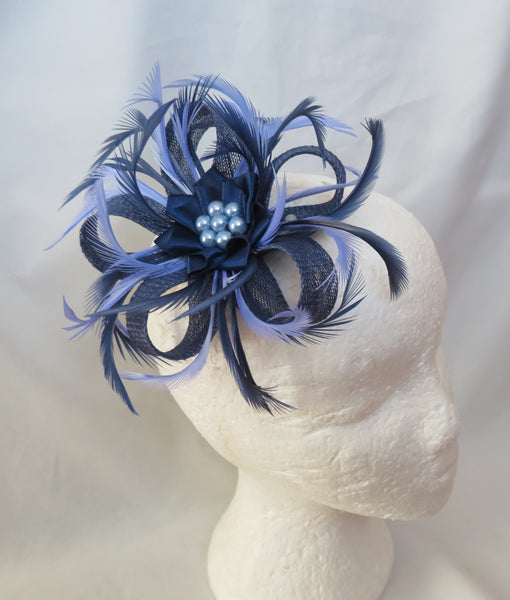 French Navy and Periwinkle Blue Mini Lily Fascinator