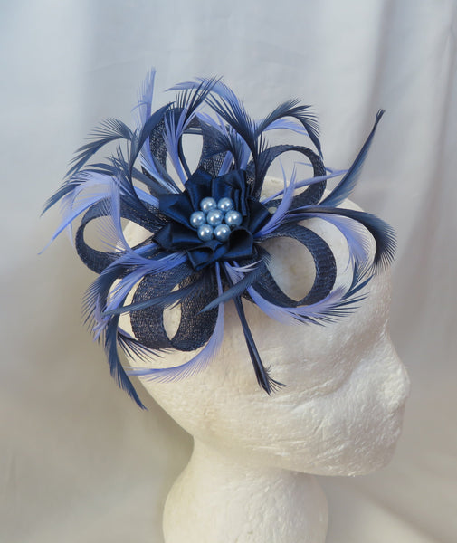 French Navy and Periwinkle Blue Mini Lily Fascinator