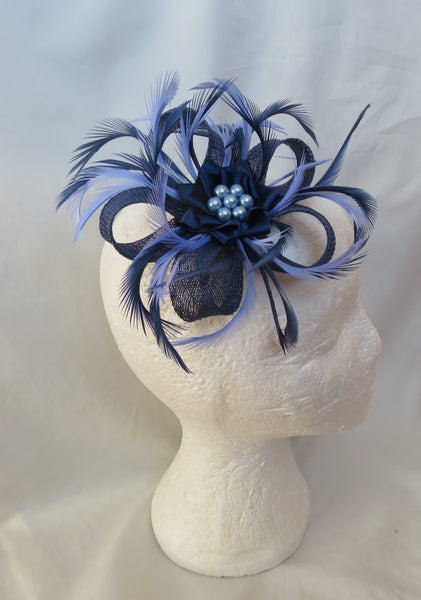 French Navy and Periwinkle Blue Mini Lily Fascinator