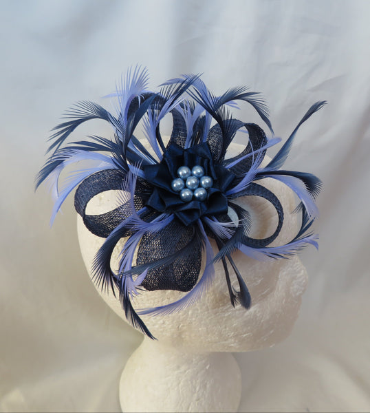 French Navy and Periwinkle Blue Mini Lily Fascinator
