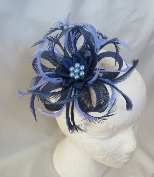 French Navy and Periwinkle Blue Mini Lily Fascinator
