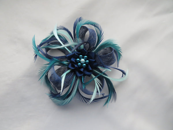 French Navy and Teal Mini Lily Fascinator