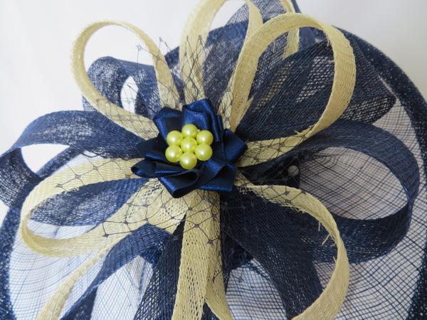 French Navy and Butter Lemon Yellow Cecilia