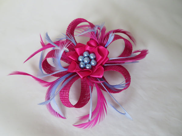 Magenta Pink and Periwinkle Blue Mini Lily Fascinator
