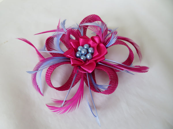 Magenta Pink and Periwinkle Blue Mini Lily Fascinator