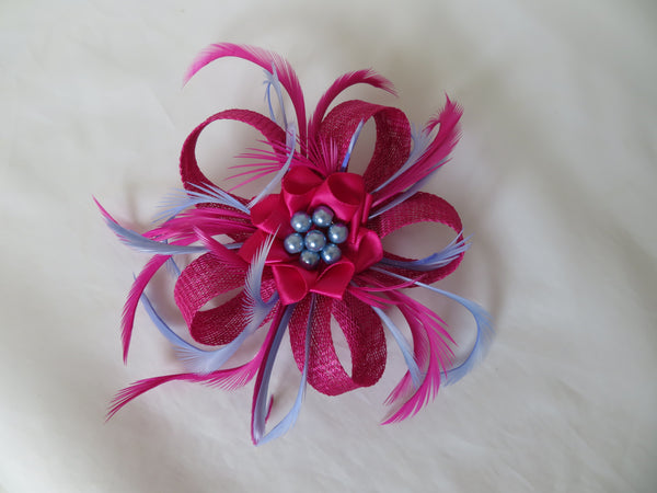 Magenta Pink and Periwinkle Blue Mini Lily Fascinator