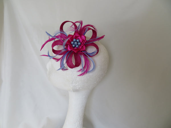 Magenta Pink and Periwinkle Blue Mini Lily Fascinator