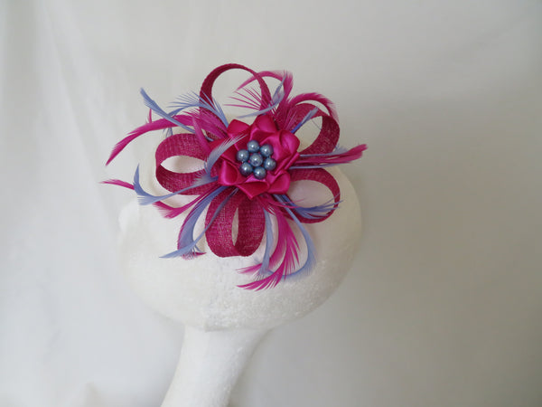 Magenta Pink and Periwinkle Blue Mini Lily Fascinator