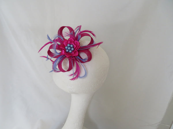 Magenta Pink and Periwinkle Blue Mini Lily Fascinator