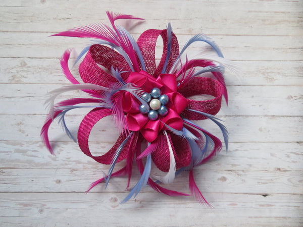 Magenta Pink and Periwinkle Blue Mini Lily Fascinator