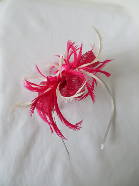 Cerise Pink and Ivory Mini Lily Fascinator