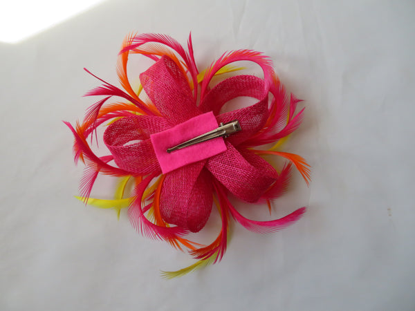 Cerise Pink Yellow and Orange Mini Lily Fascinator