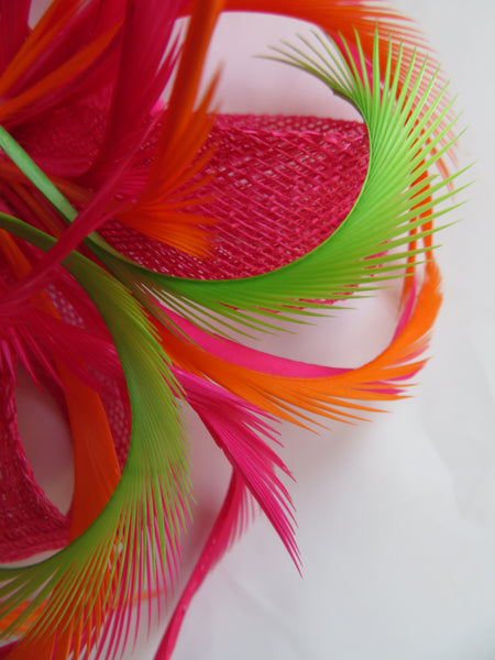 Cerise Pink Yellow and Orange Mini Lily Fascinator