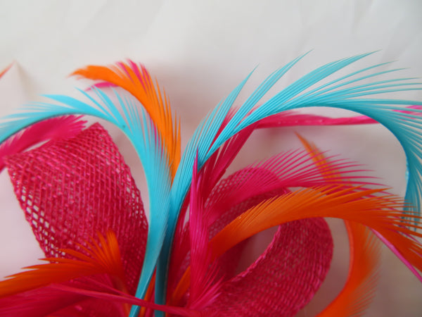 Cerise Pink Yellow and Orange Mini Lily Fascinator
