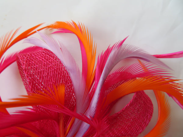 Cerise Pink Yellow and Orange Mini Lily Fascinator