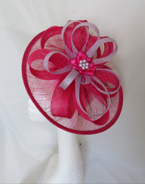 raspberry and lilac garden party hat