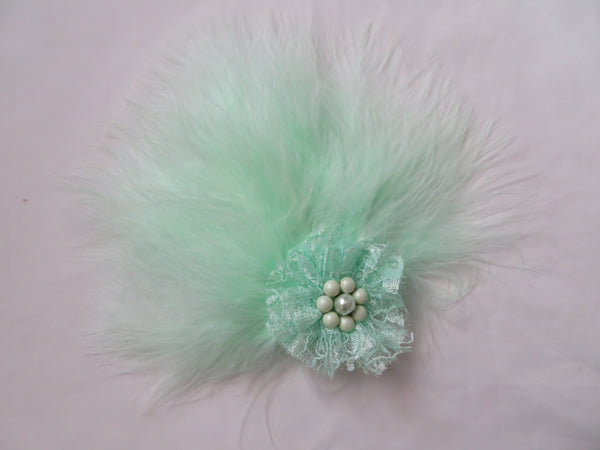 Mint Green Downy Blossom Hair Clip