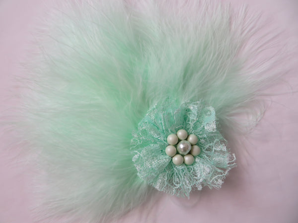 Mint Green Downy Blossom Hair Clip