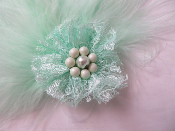 Mint Green Downy Blossom Hair Clip