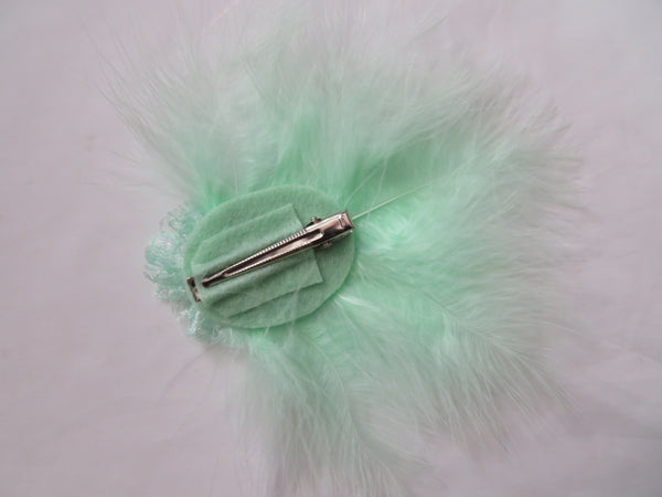 Mint Green Downy Blossom Hair Clip