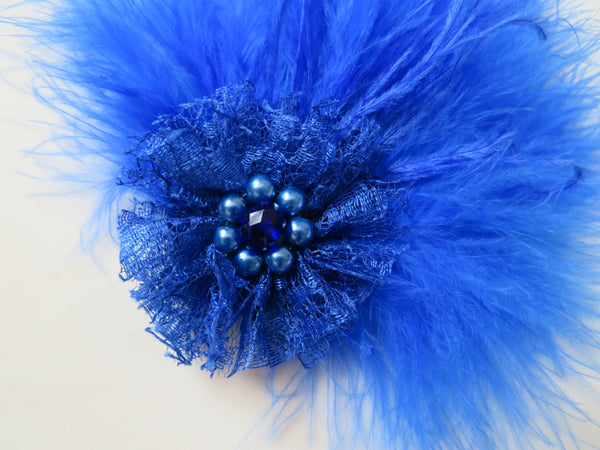 Royal Blue Downy Blossom Hair Clip