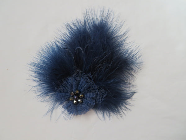 Navy Blue Downy Blossom Hair Clip