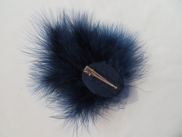 Navy Blue Downy Blossom Hair Clip