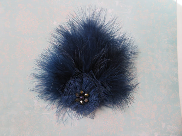 Navy Blue Downy Blossom Hair Clip