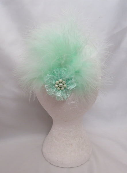 Mint Green Downy Blossom Hair Clip