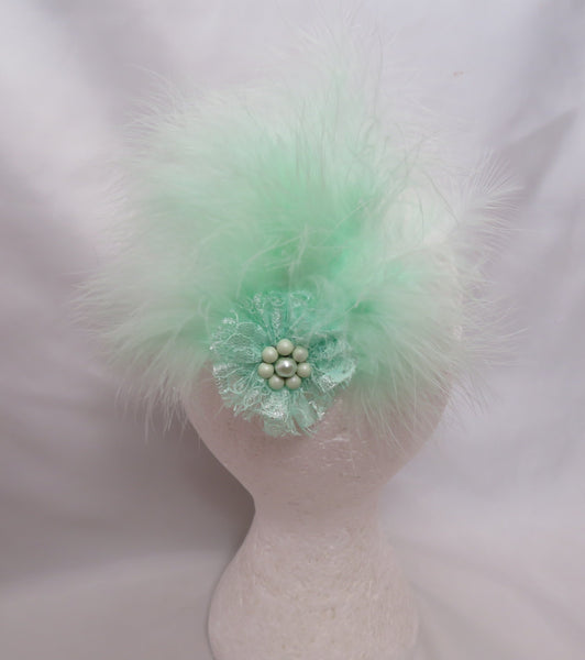 Mint Green Downy Blossom Hair Clip