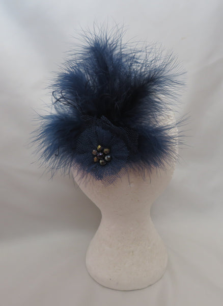 Navy Blue Downy Blossom Hair Clip