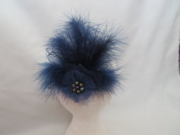 Navy Blue Downy Blossom Hair Clip