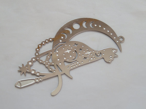 Filigree Cat and Moon Pendant
