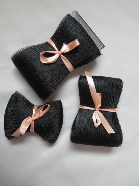 Black Crinoline Braid Bundles – Plain Woven Edge – Hat & Fascinator Making