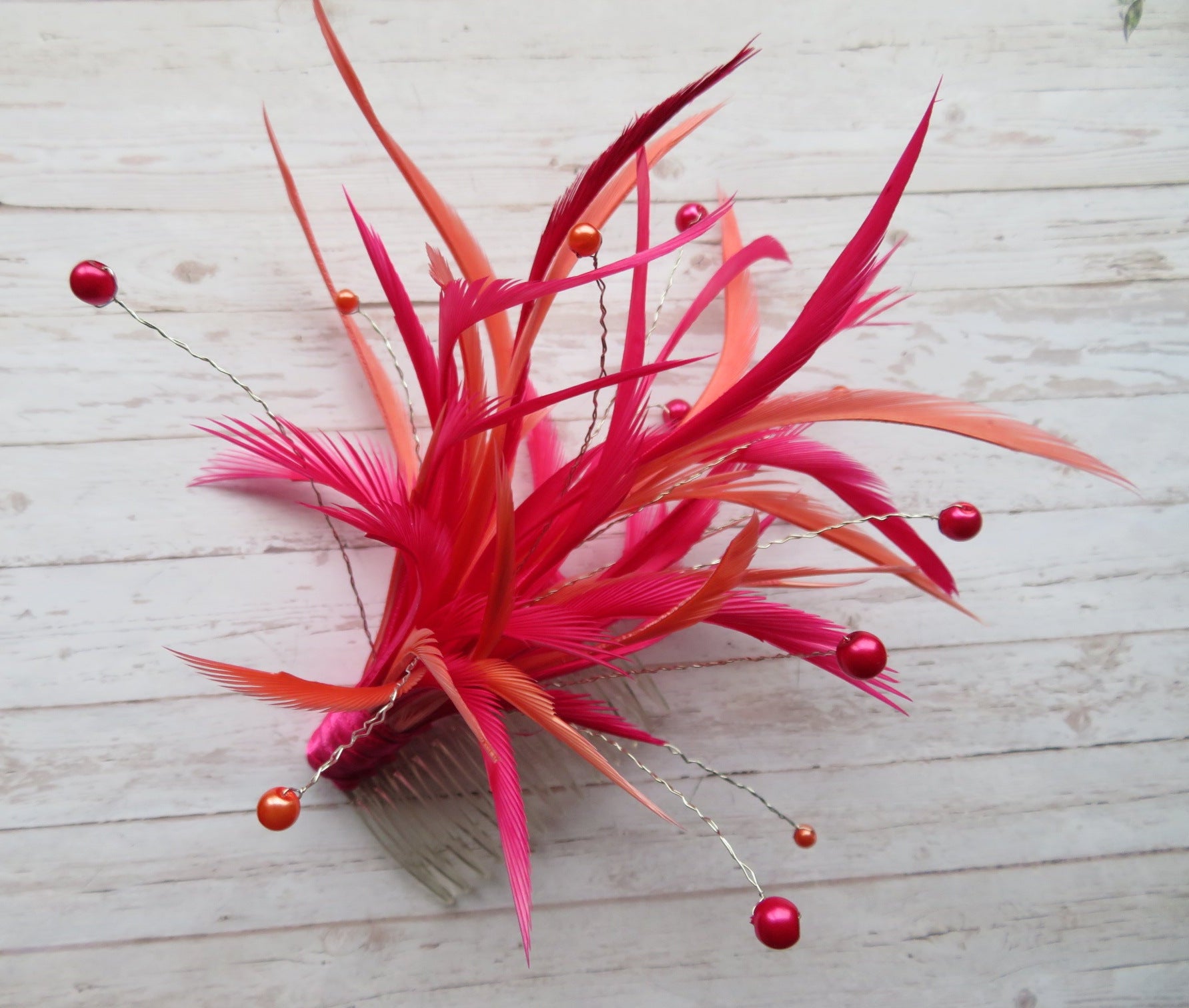 Cerise Pink & Orange Feather Fizz