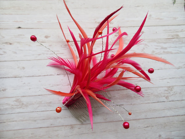 Cerise Pink & Orange Feather Fizz